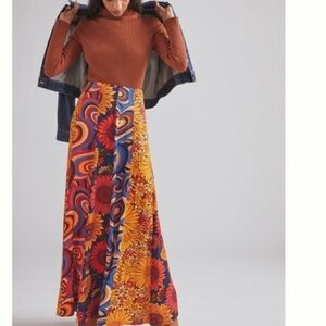 FARM Rio For ANTHROPOLOGIE Abstract Contrast Maxi Skirt